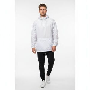 windbrewindbreaker, Jacket White Half-Zip Hooded Athletic Outdoor Windbreaker Sm